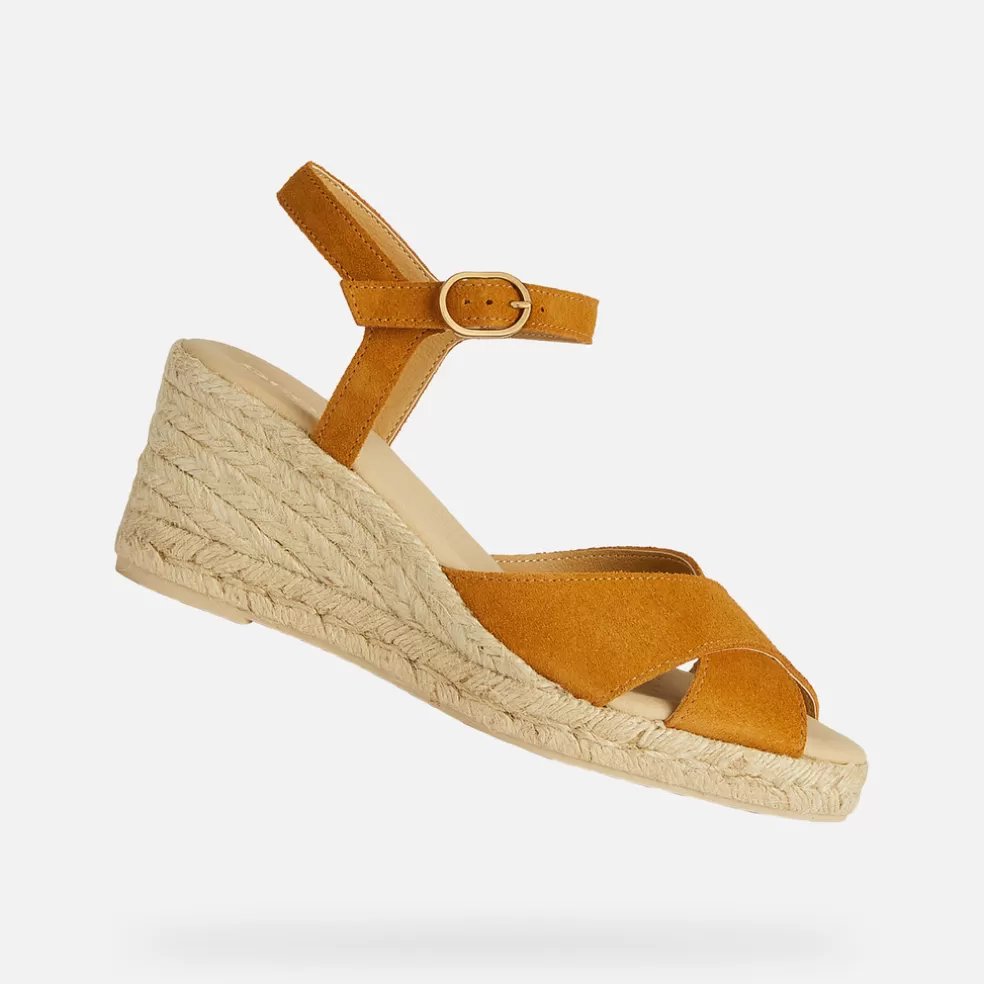 Respira™ | Zapatos con plataforma | Geox GELSA LOW MUJER - SANDALIAS de mujer amarillo oscuro