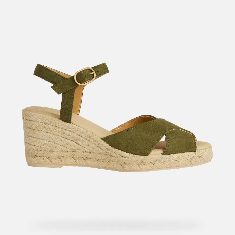 Respira™ | Zapatos con plataforma | Geox GELSA LOW MUJER - SANDALIAS de mujer verde salvia