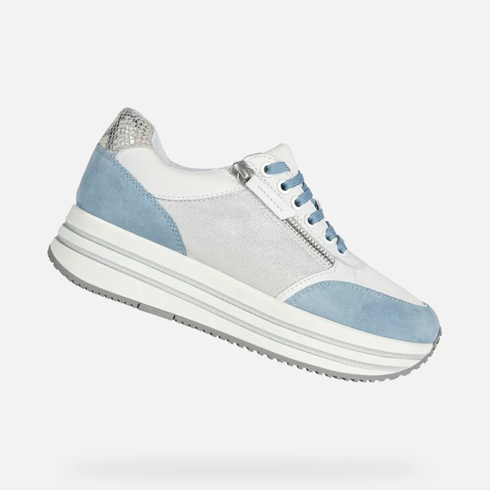 Respira™ | Zapatos con plataforma | Geox KENCY MUJER - SNEAKERS de mujer blanco/celeste claro