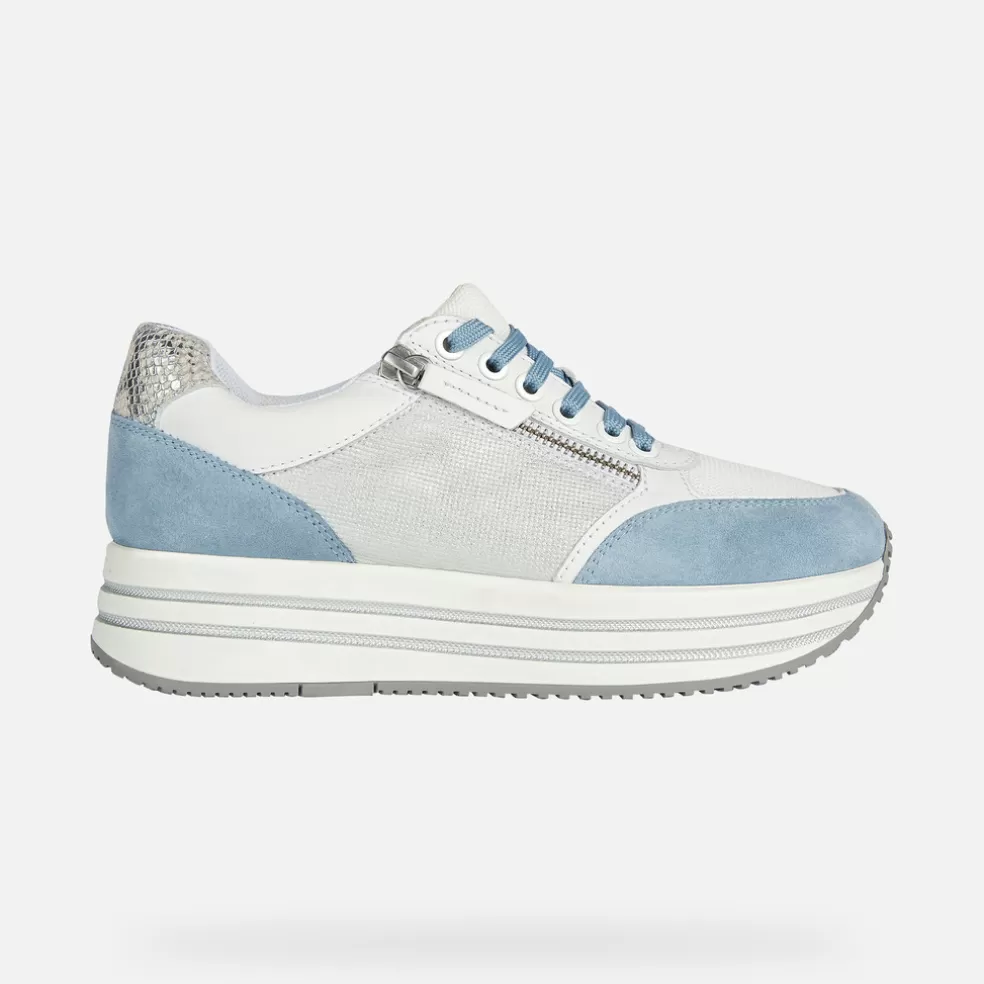 Respira™ | Zapatos con plataforma | Geox KENCY MUJER - SNEAKERS de mujer blanco/celeste claro