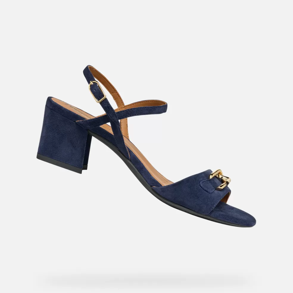 Respira™ | Zapatos con tacón | Geox NEW ERAKLIA 50 MUJER - SANDALIAS de mujer azul marino