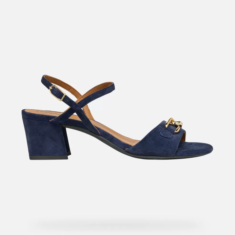 Respira™ | Zapatos con tacón | Geox NEW ERAKLIA 50 MUJER - SANDALIAS de mujer azul marino