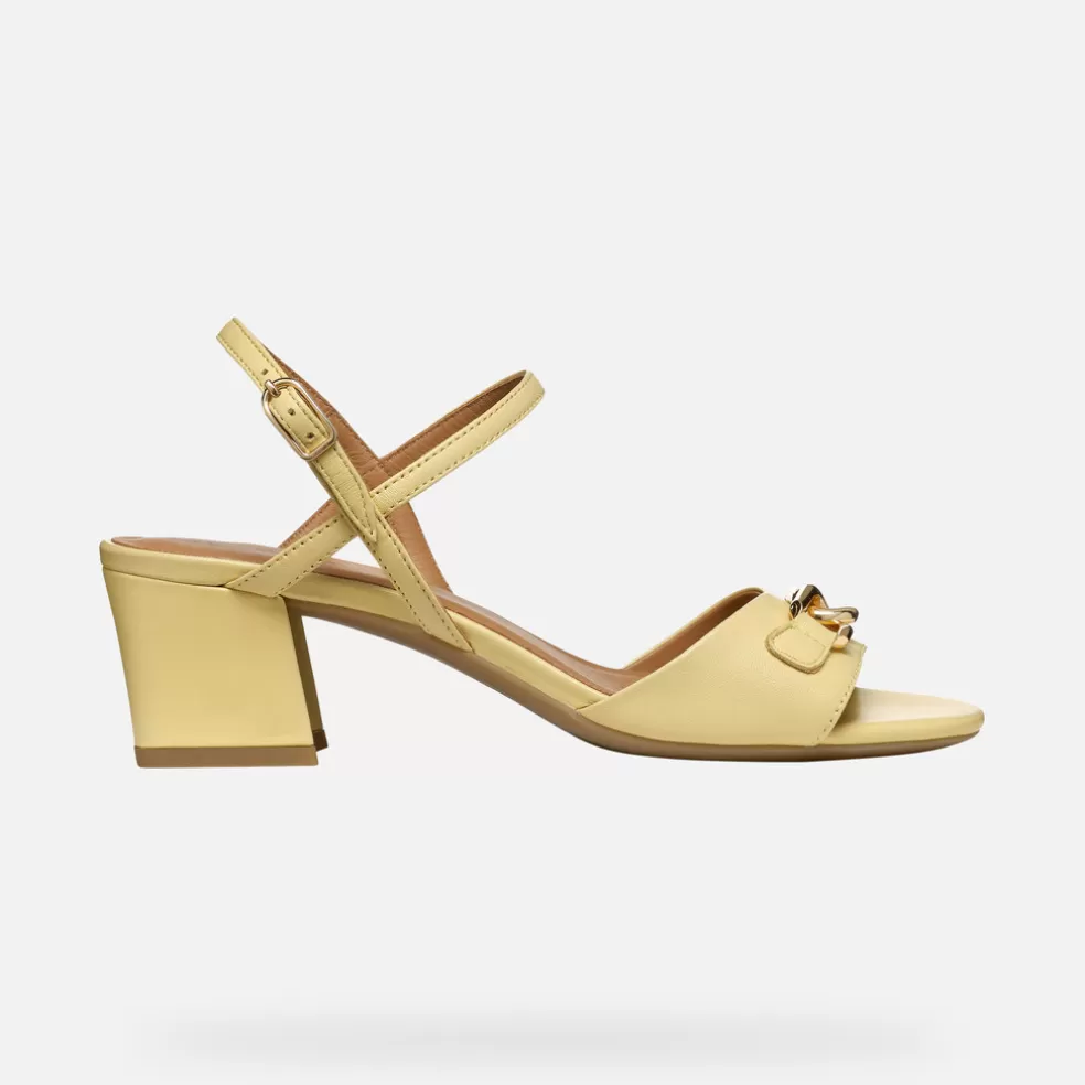 Respira™ | Zapatos con tacón | Geox NEW ERAKLIA 50 MUJER - SANDALIAS de mujer amarillo claro