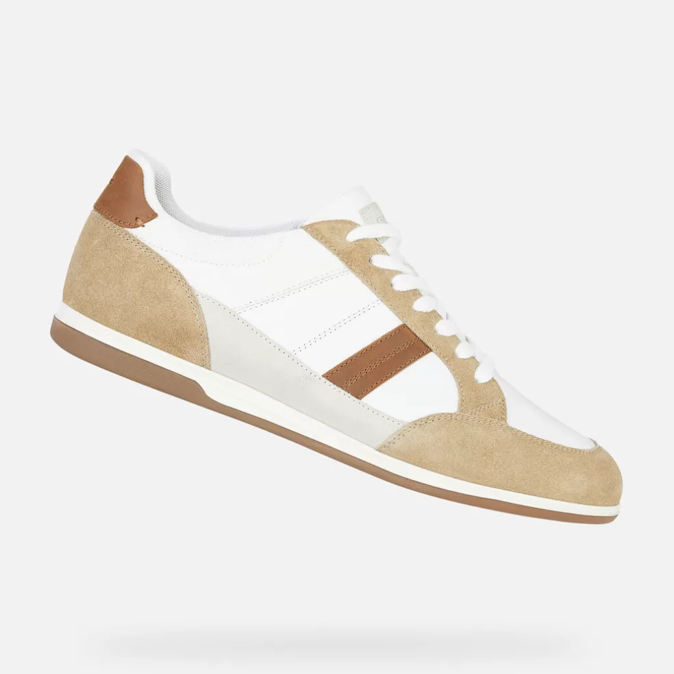 Respira™ | Sneakers | Geox RENAN HOMBRE - SNEAKERS de hombre blanco/coñac