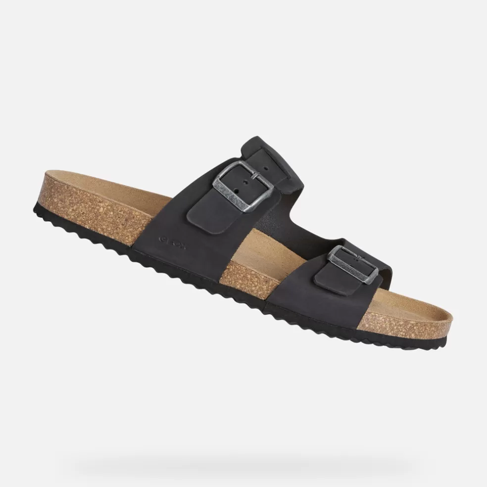 Respira™ | Zapatillas de casa y pantuflas | Geox SANDAL GHITA HOMBRE - SANDALIAS de hombre negro