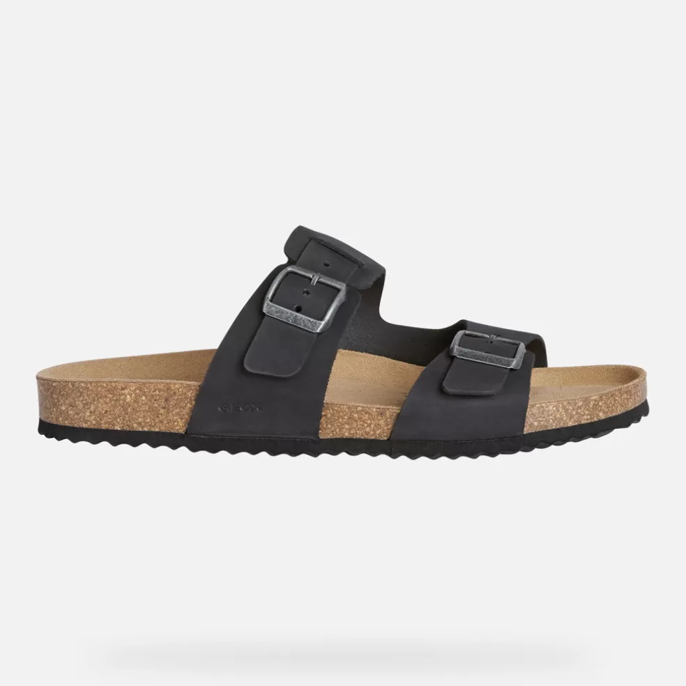 Respira™ | Zapatillas de casa y pantuflas | Geox SANDAL GHITA HOMBRE - SANDALIAS de hombre negro