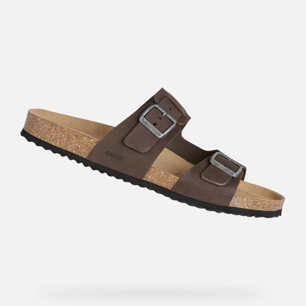 Respira™ | Zapatillas de casa y pantuflas | Geox SANDAL GHITA HOMBRE - SANDALIAS de hombre marrón oscuro