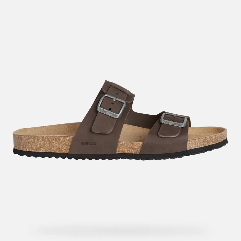 Respira™ | Zapatillas de casa y pantuflas | Geox SANDAL GHITA HOMBRE - SANDALIAS de hombre marrón oscuro