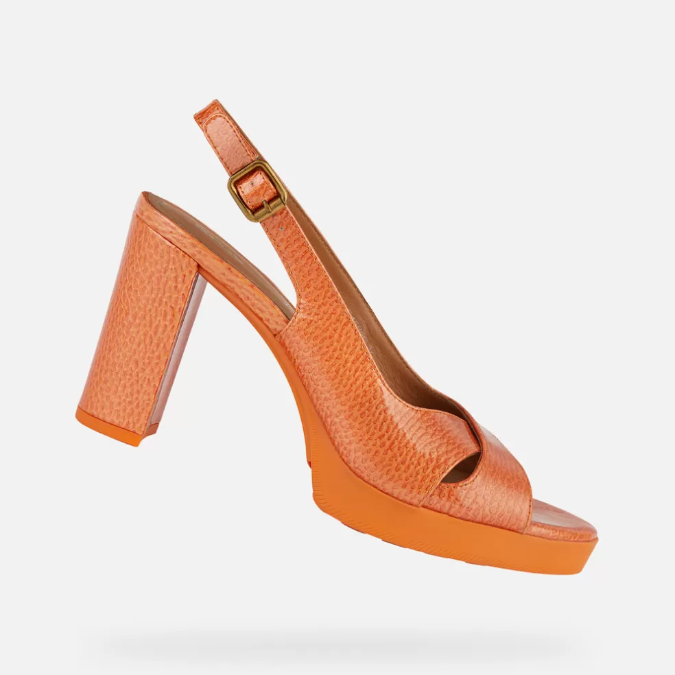 Respira™ | Zapatos con tacón | Geox WALK PLEASURE 85S MUJER - SANDALIAS de mujer naranja