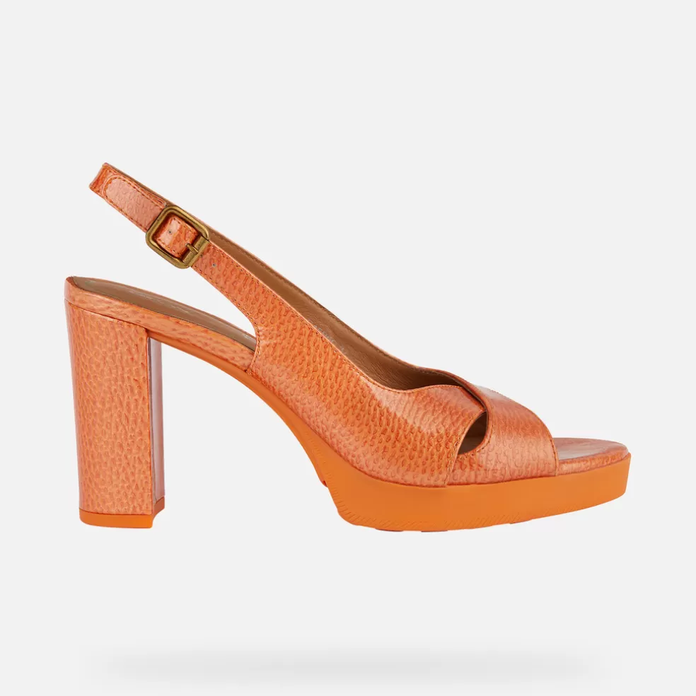 Respira™ | Zapatos con tacón | Geox WALK PLEASURE 85S MUJER - SANDALIAS de mujer naranja